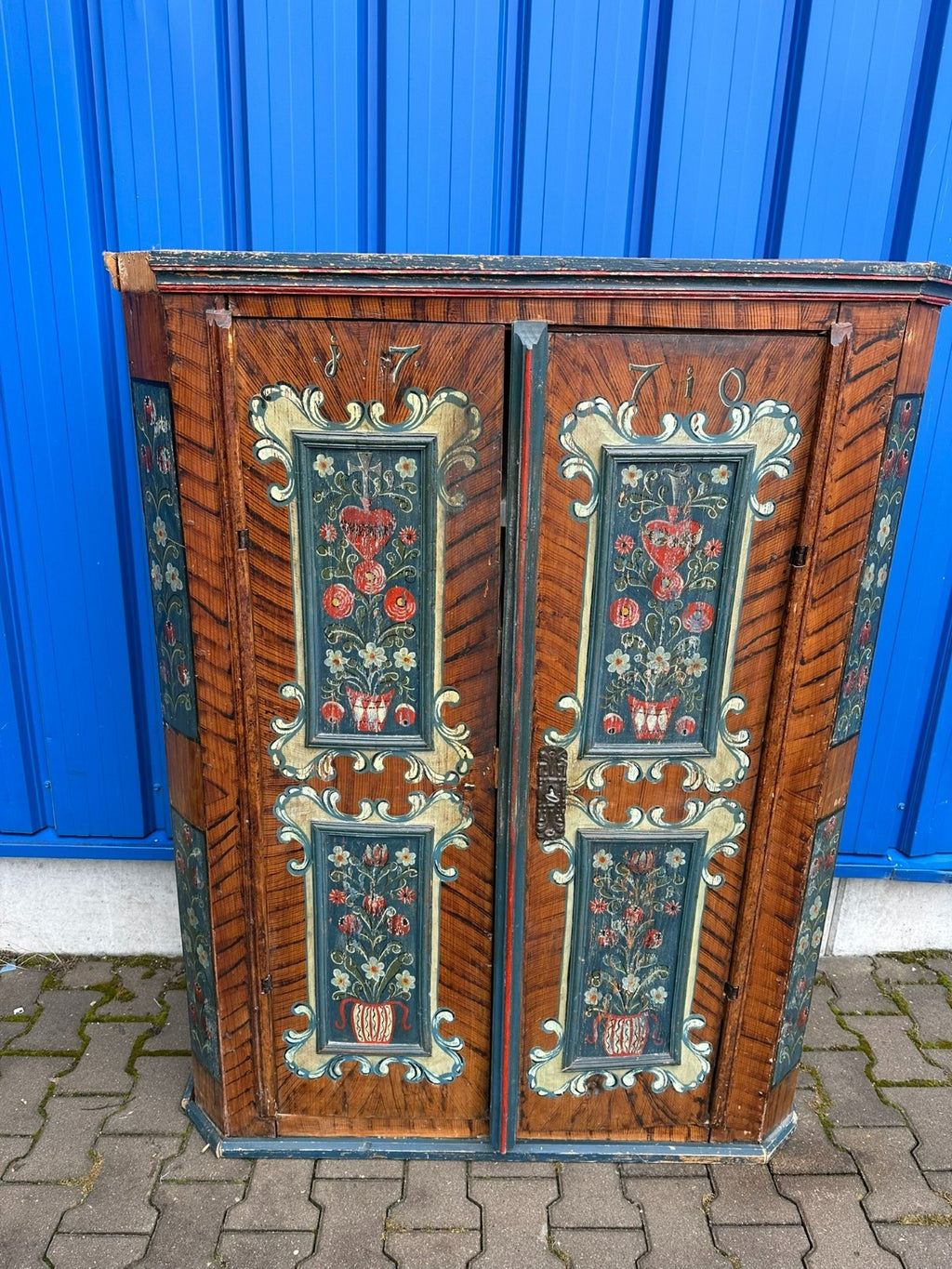 ANTIKER SCHRANK BAUERNSCHRANK HANDBEMALT 18 TES JHDT ORIGINALE BEMALUNG
