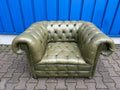 VINTAGE CHESTERFIELD SESSEL ORIGINAL ENGLISCH OLIV GRÜN LEDER