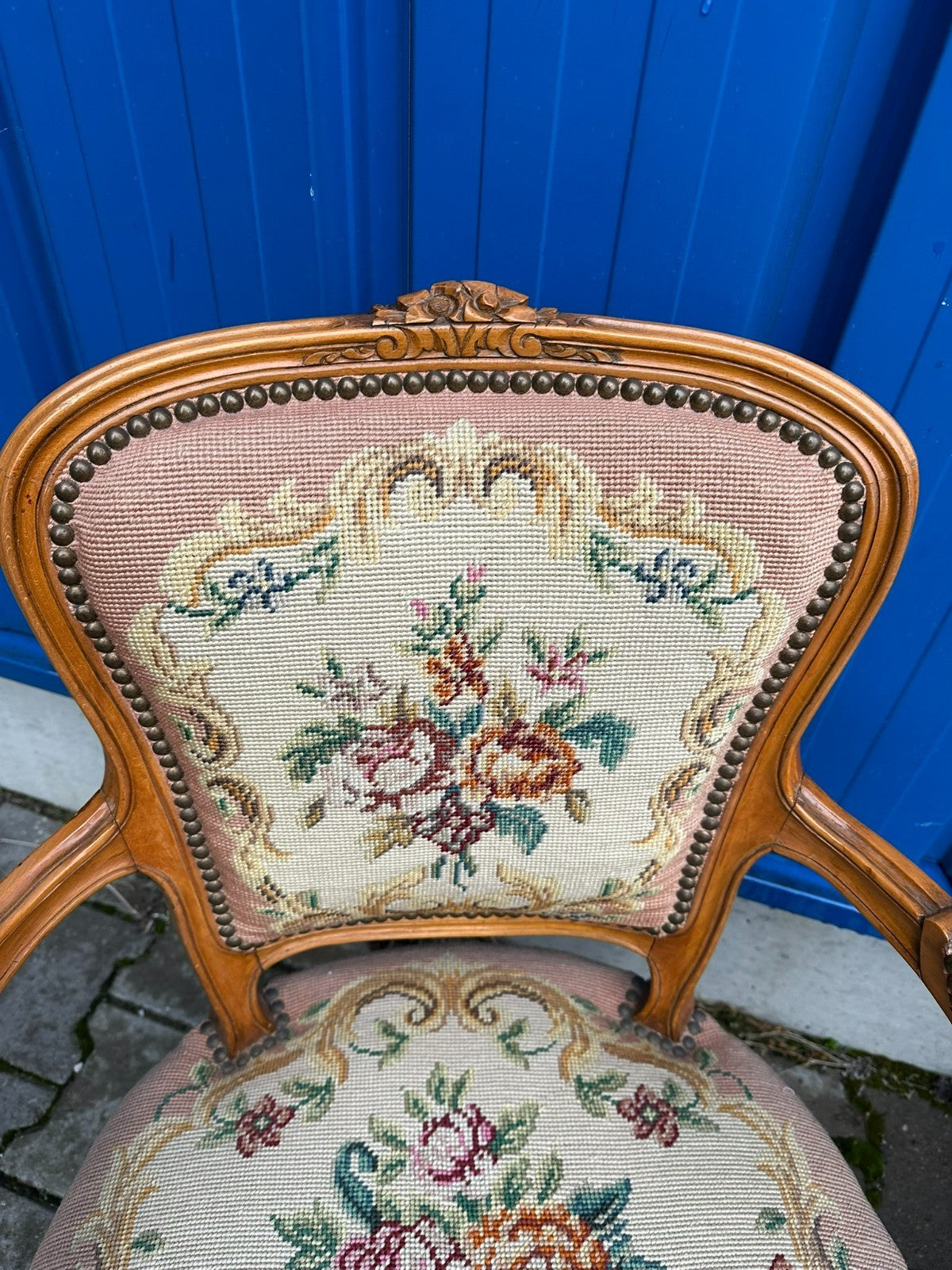 Paar Barock Stil Sessel Petit Point Stickerei 20 tes Jhdt Barocksessel
