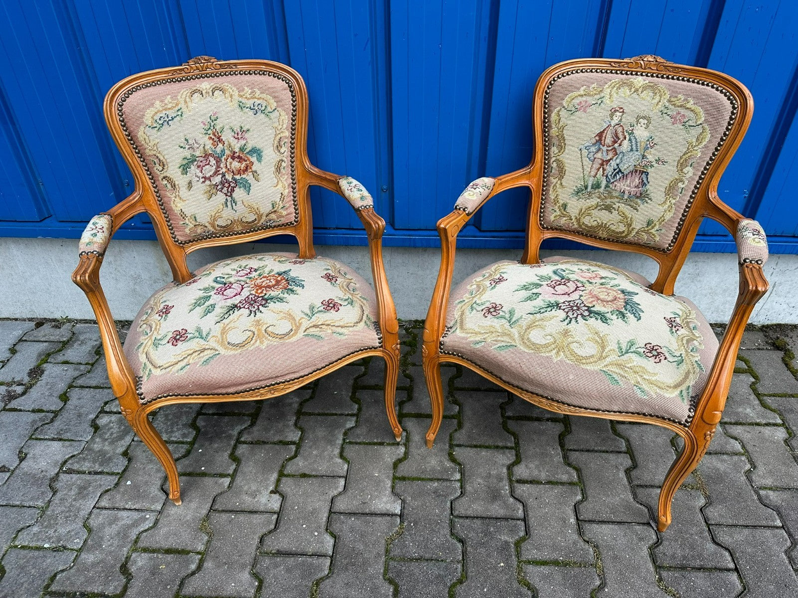 PAAR BAROCK STIL SESSEL PETIT POINT STICKEREI 20 TES JHDT BAROCKSESSEL