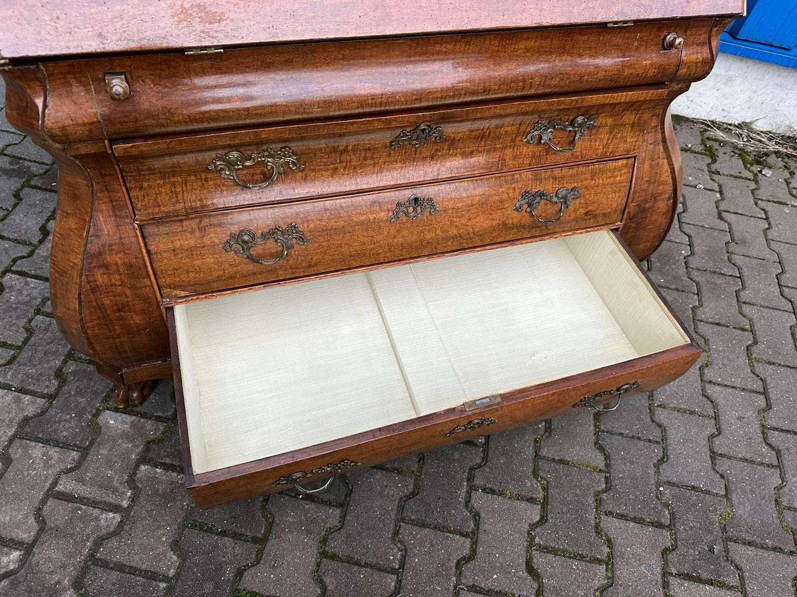 Antiker Sekretär Louis Quinze 18 tes Jhdt Ulmenholz Barocksekretär Louis Xv