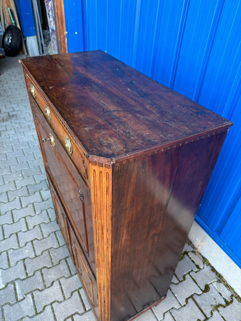 Antiker Louis Seize Sekretär um 1820 Mahagoni Furnier