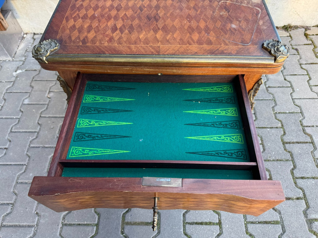 Antiker Spieltisch Nussbaum Frankreich um 1900 mit Intarisen