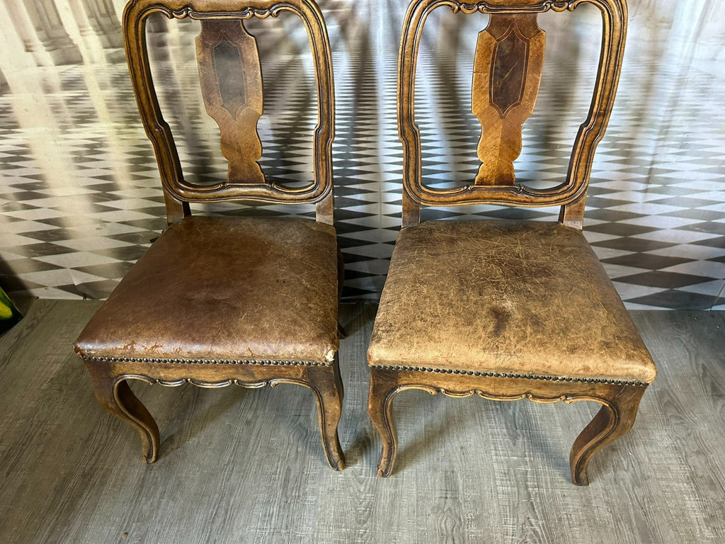 4x antiker Neo Barockstuhl Barock Stuhl um 1880 Nussbaum Intarsien Italien