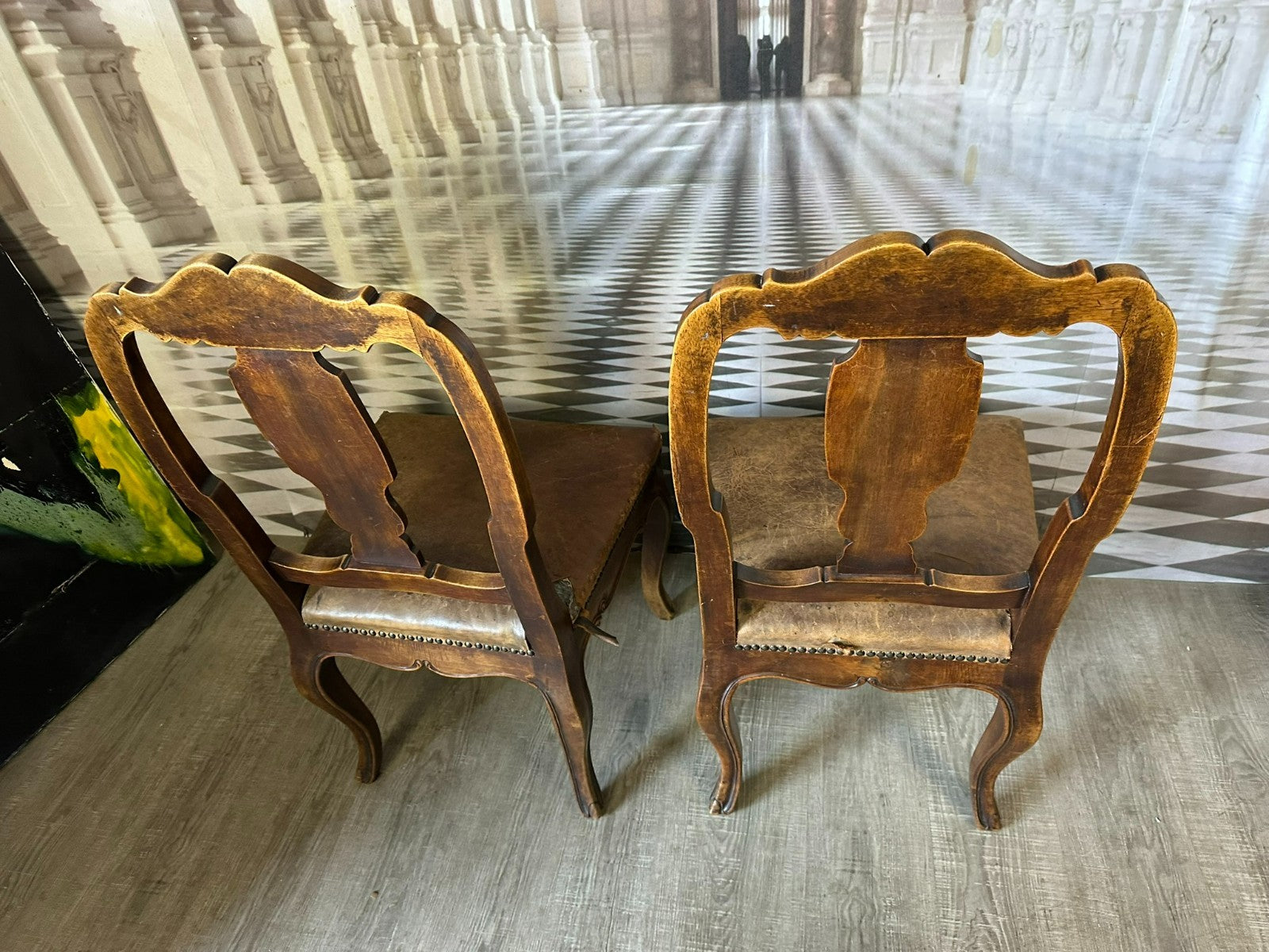 4x antiker Neo Barockstuhl Barock Stuhl um 1880 Nussbaum Intarsien Italien