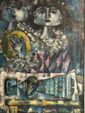 XAM Pedro QUETGLAS FERRER (1915-2001) ÖLGEMÄLDE 130x97cm ARLEQUINES MUSICOS