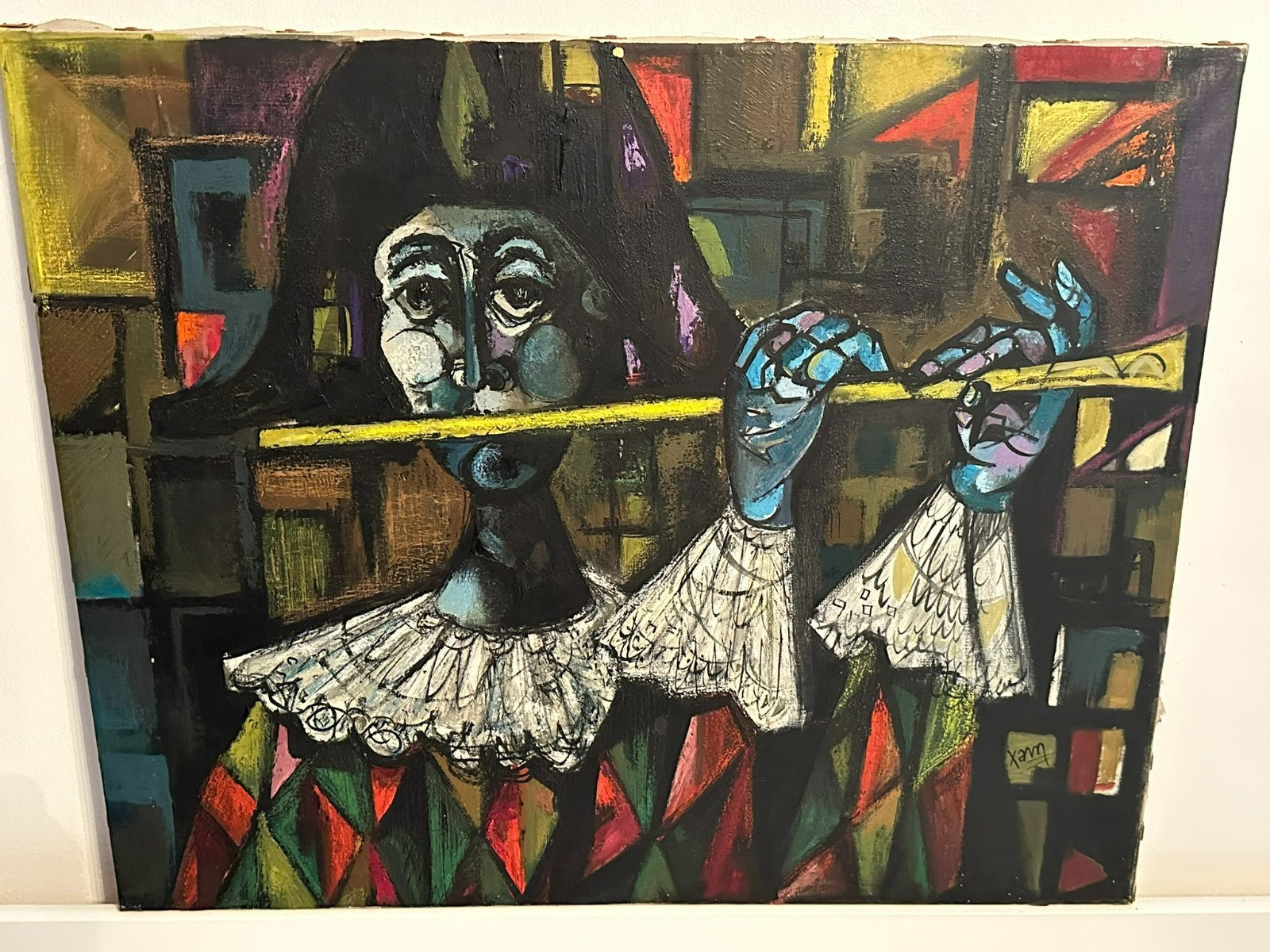 Xam Pedro Quetglas Ferrer (1915-2001) Ölgemälde Flöte Spielende Harlequine