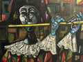 XAM Pedro QUETGLAS FERRER (1915-2001) ÖLGEMÄLDE FLÖTE SPIELENDE HARLEQUINE