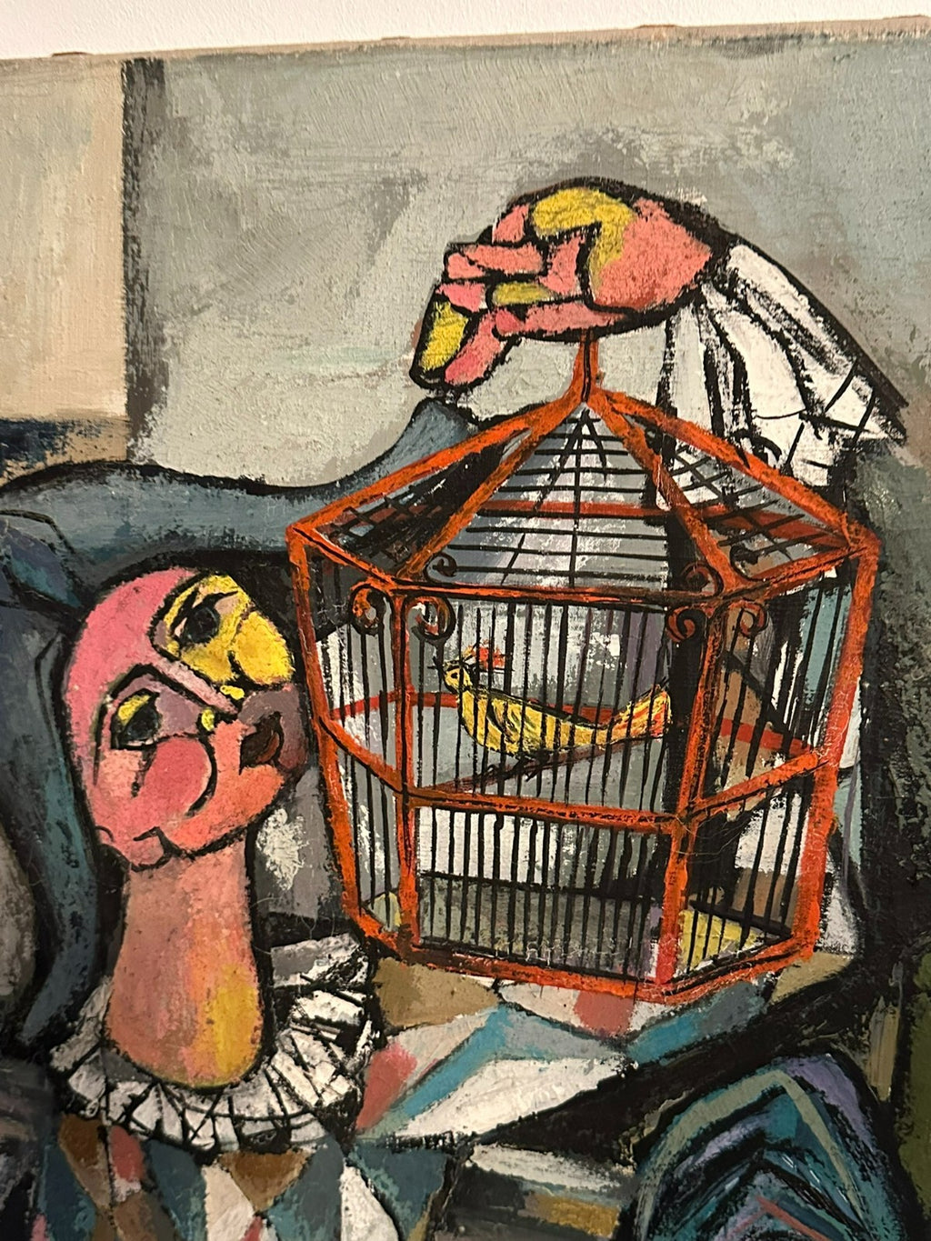 Xam Pedro Quetglas Ferrer (1915-2001) Ölgemälde 82x65cm Harlequin Con Gallo