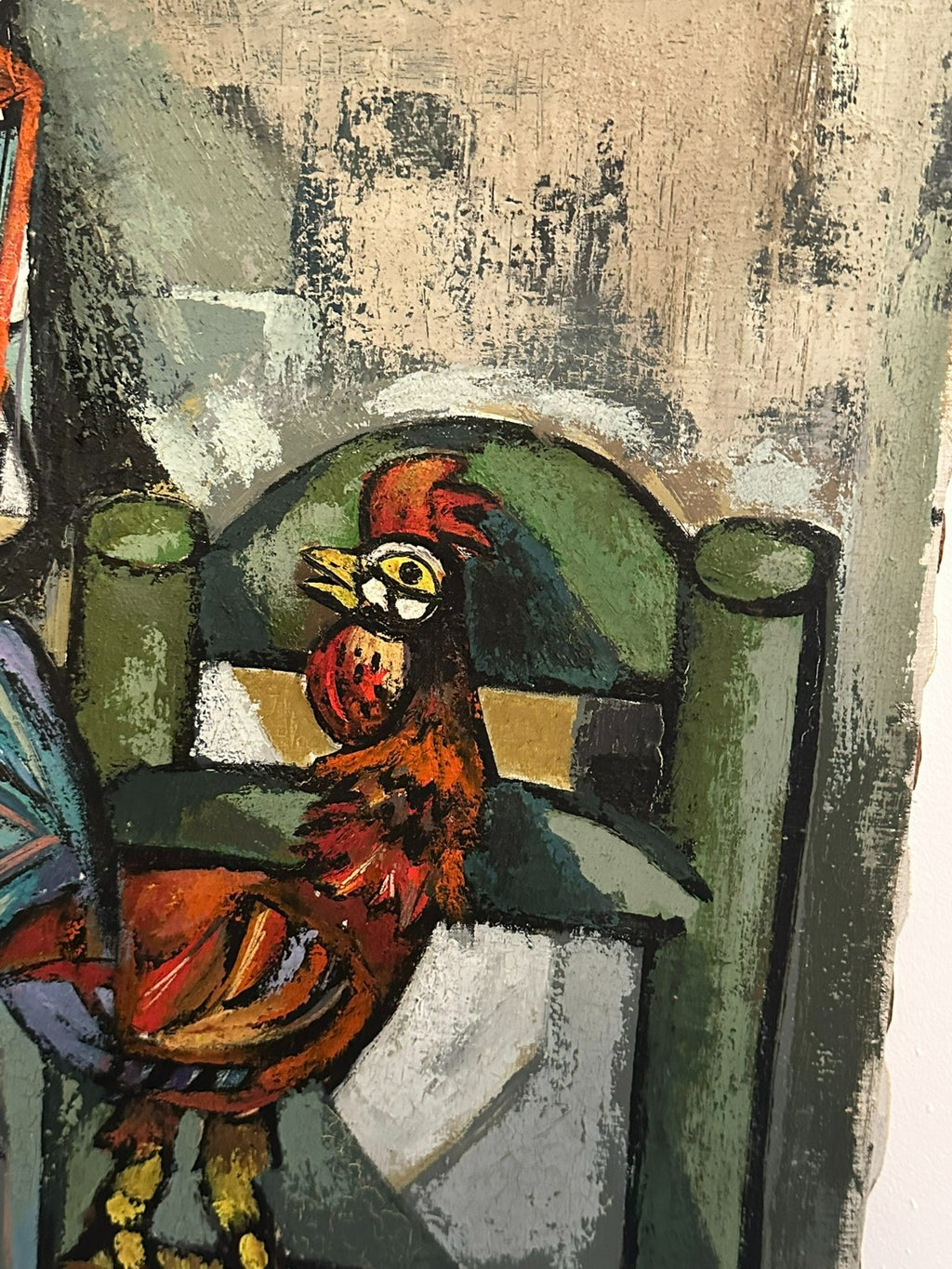 Xam Pedro Quetglas Ferrer (1915-2001) Ölgemälde 82x65cm Harlequin Con Gallo
