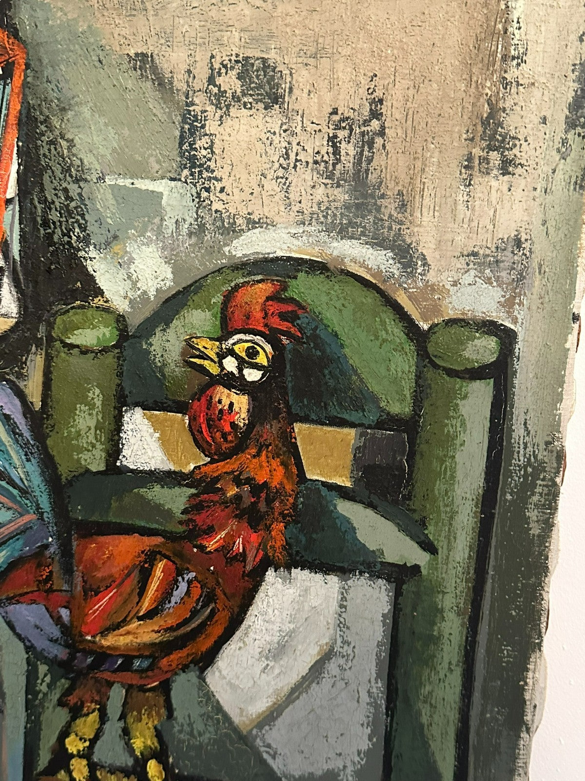 Xam Pedro Quetglas Ferrer (1915-2001) Ölgemälde 82x65cm Harlequin Con Gallo