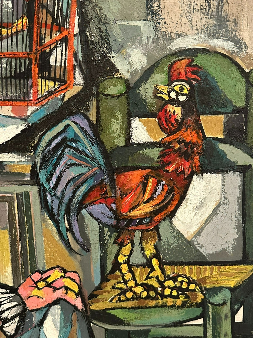 Xam Pedro Quetglas Ferrer (1915-2001) Ölgemälde 82x65cm Harlequin Con Gallo