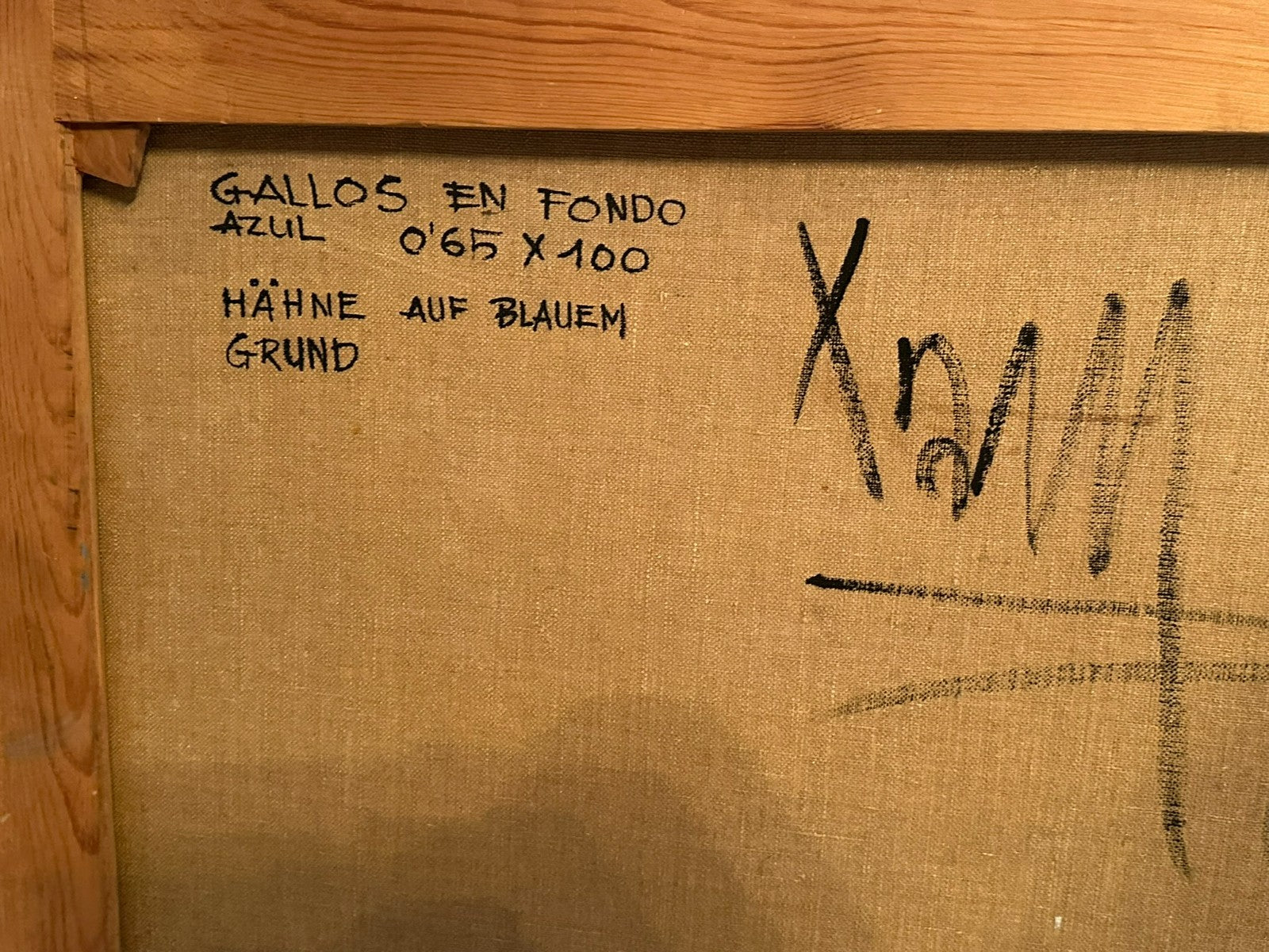 Xam Pedro Quetglas Ferrer (1915-2001) Ölgemälde Gallos En Fondo Azul