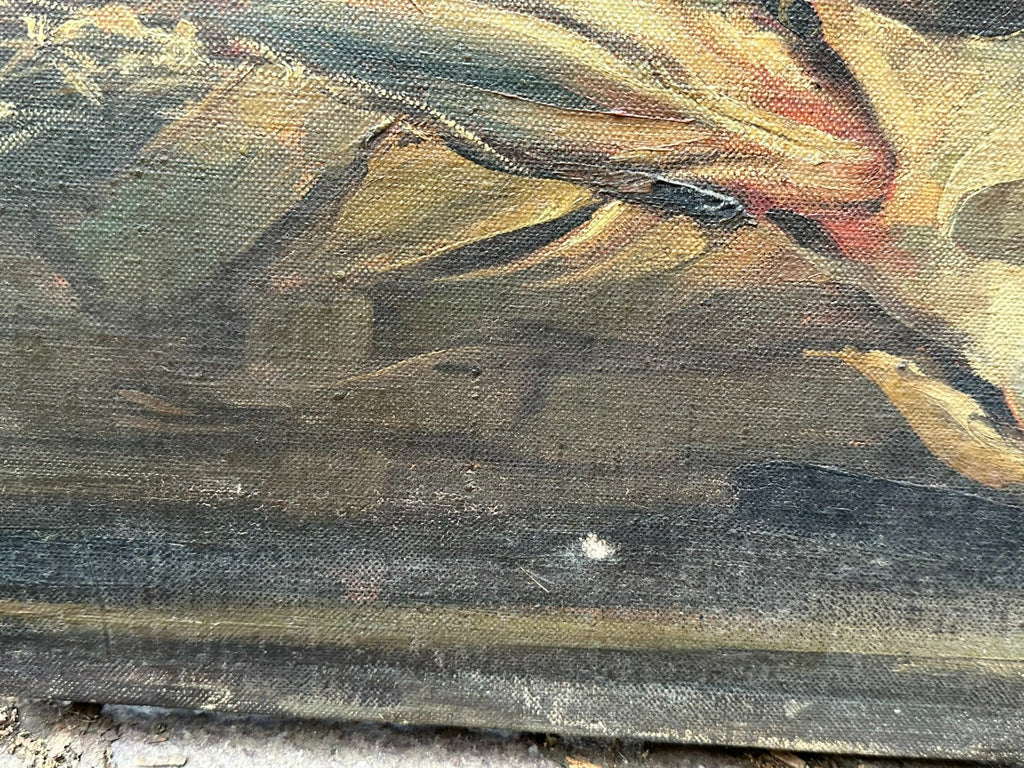 150x90cm grosses antikes Ölgemälde Stillleben signiert L. Volz