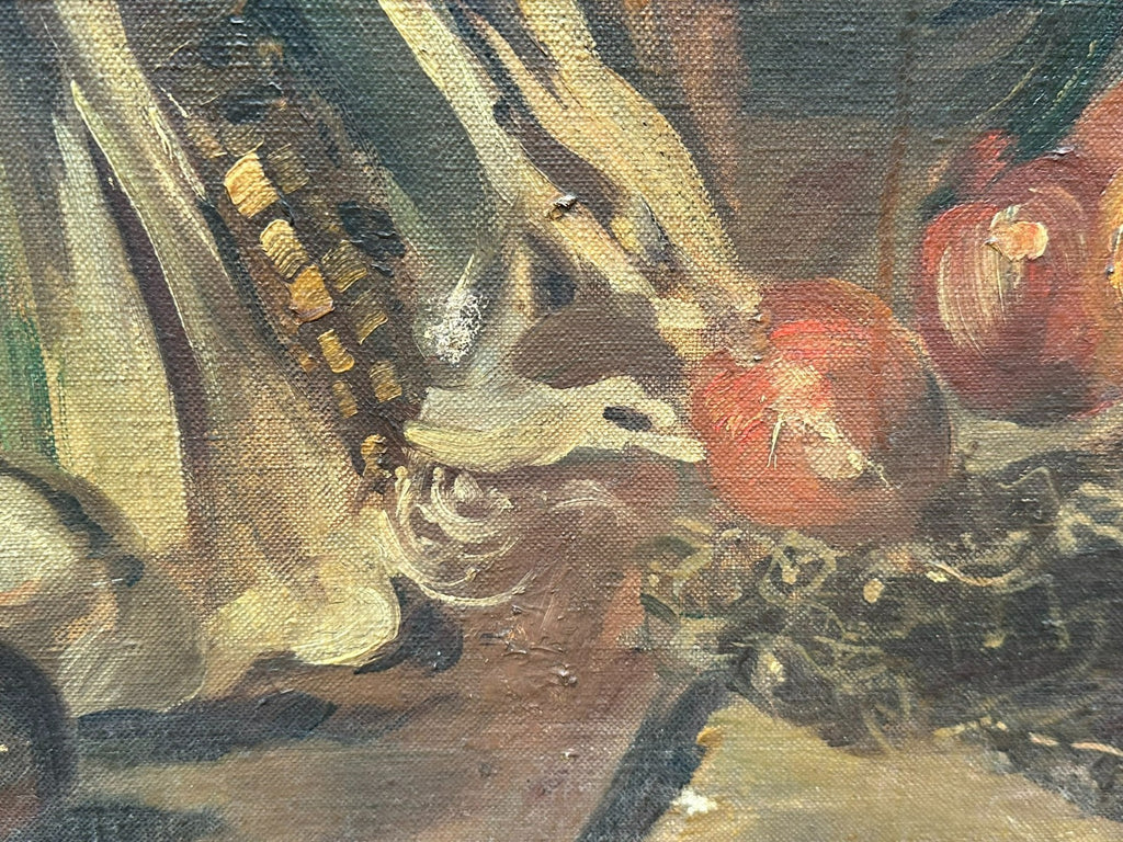 150x90cm grosses antikes Ölgemälde Stillleben signiert L. Volz