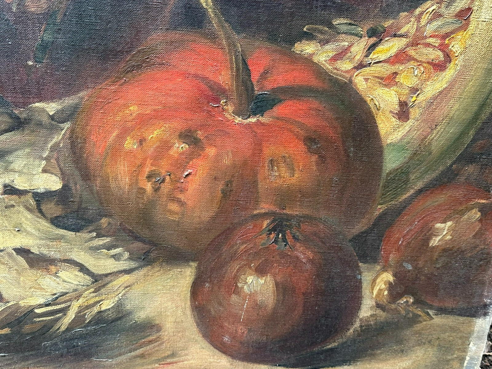 150x90cm grosses antikes Ölgemälde Stillleben signiert L. Volz