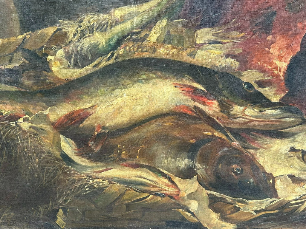 150x90cm grosses antikes Ölgemälde Stillleben signiert L. Volz