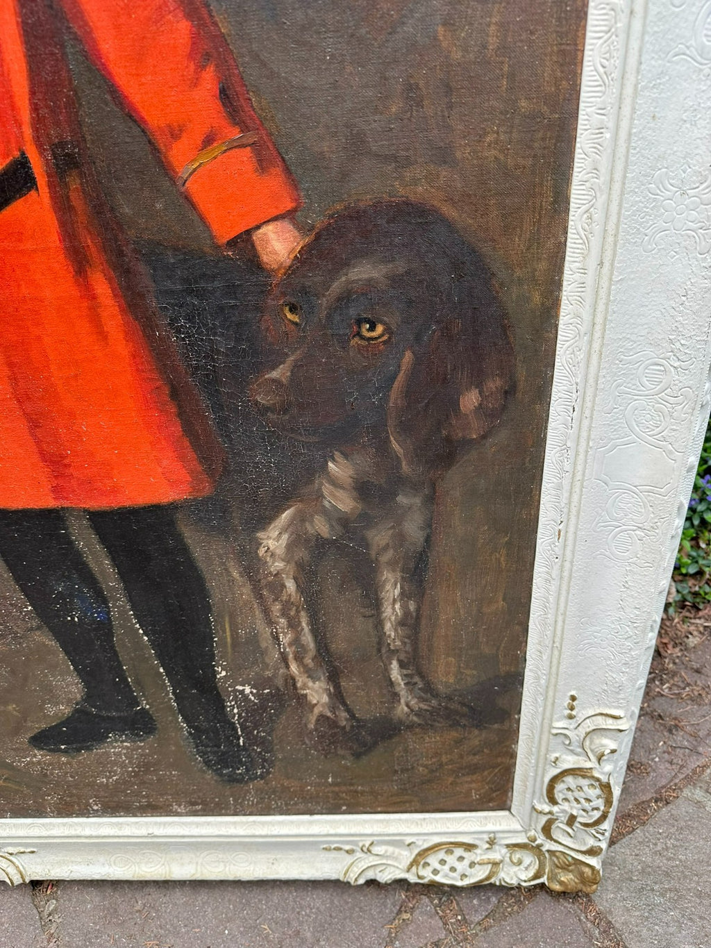 92x150cm grosses Portrait Kind mit Hund signiert Palm Jost