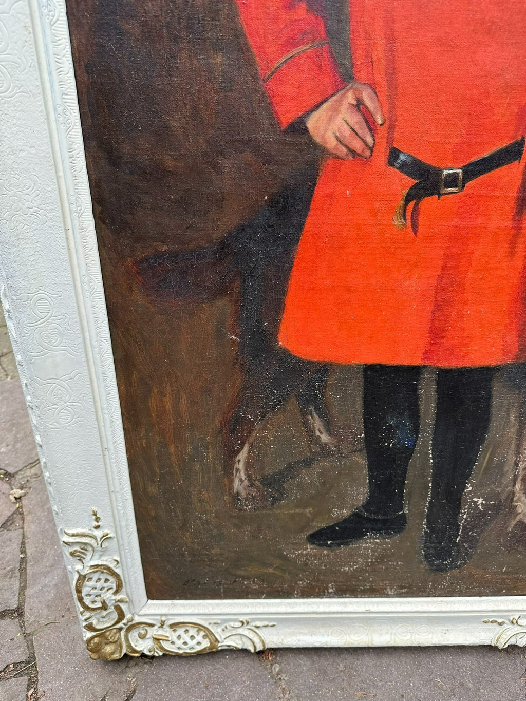 92x150cm grosses Portrait Kind mit Hund signiert Palm Jost