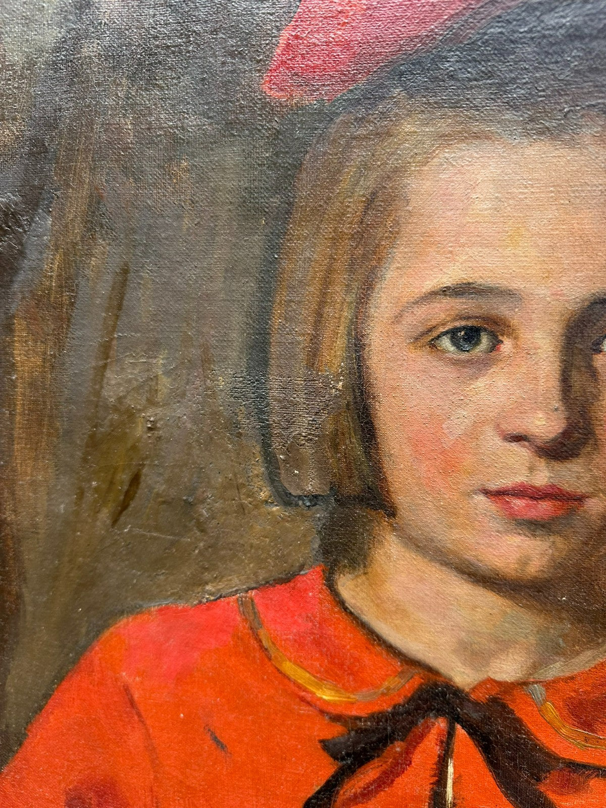 92x150cm grosses Portrait Kind mit Hund signiert Palm Jost