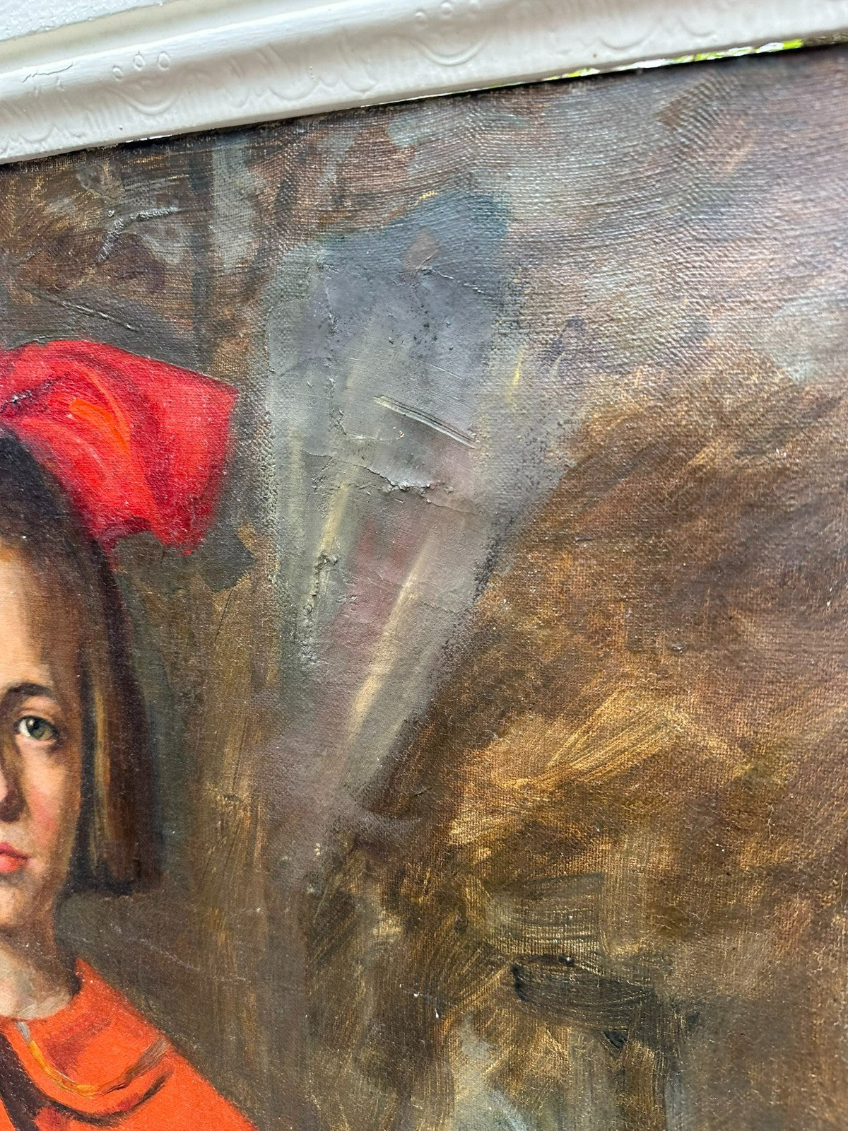 92x150cm grosses Portrait Kind mit Hund signiert Palm Jost