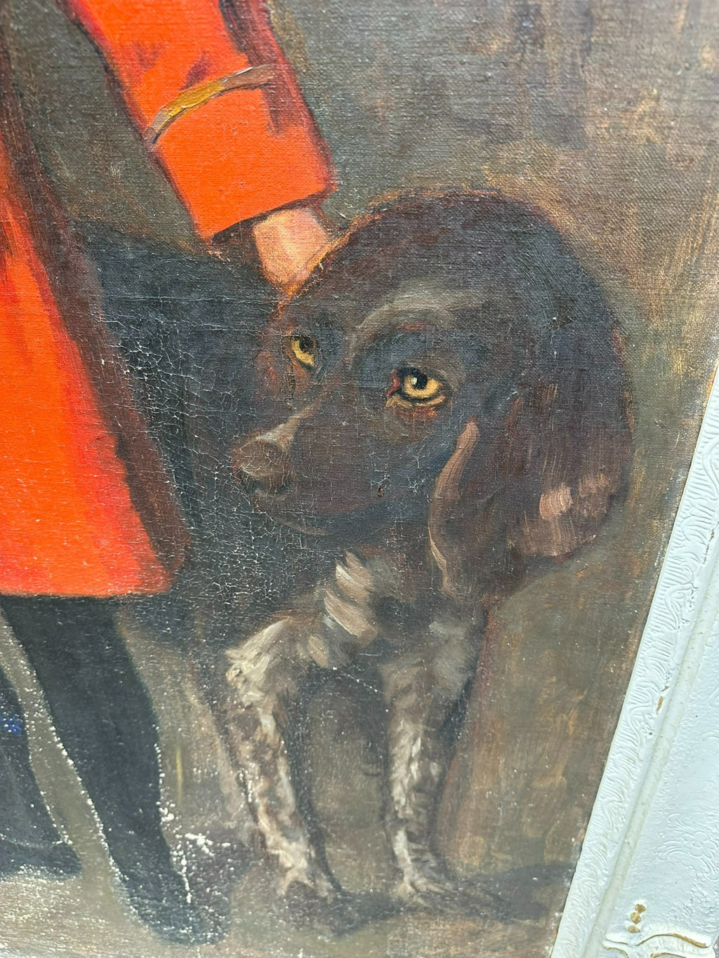 92x150cm grosses Portrait Kind mit Hund signiert Palm Jost