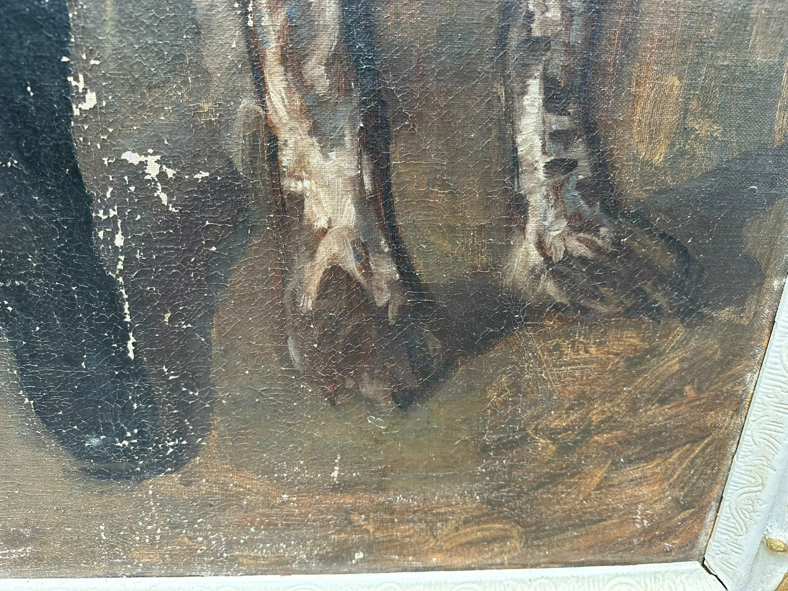 92x150cm grosses Portrait Kind mit Hund signiert Palm Jost