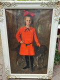 92x150cm GROSSES PORTRAIT KIND MIT HUND SIGNIERT PALM JOST