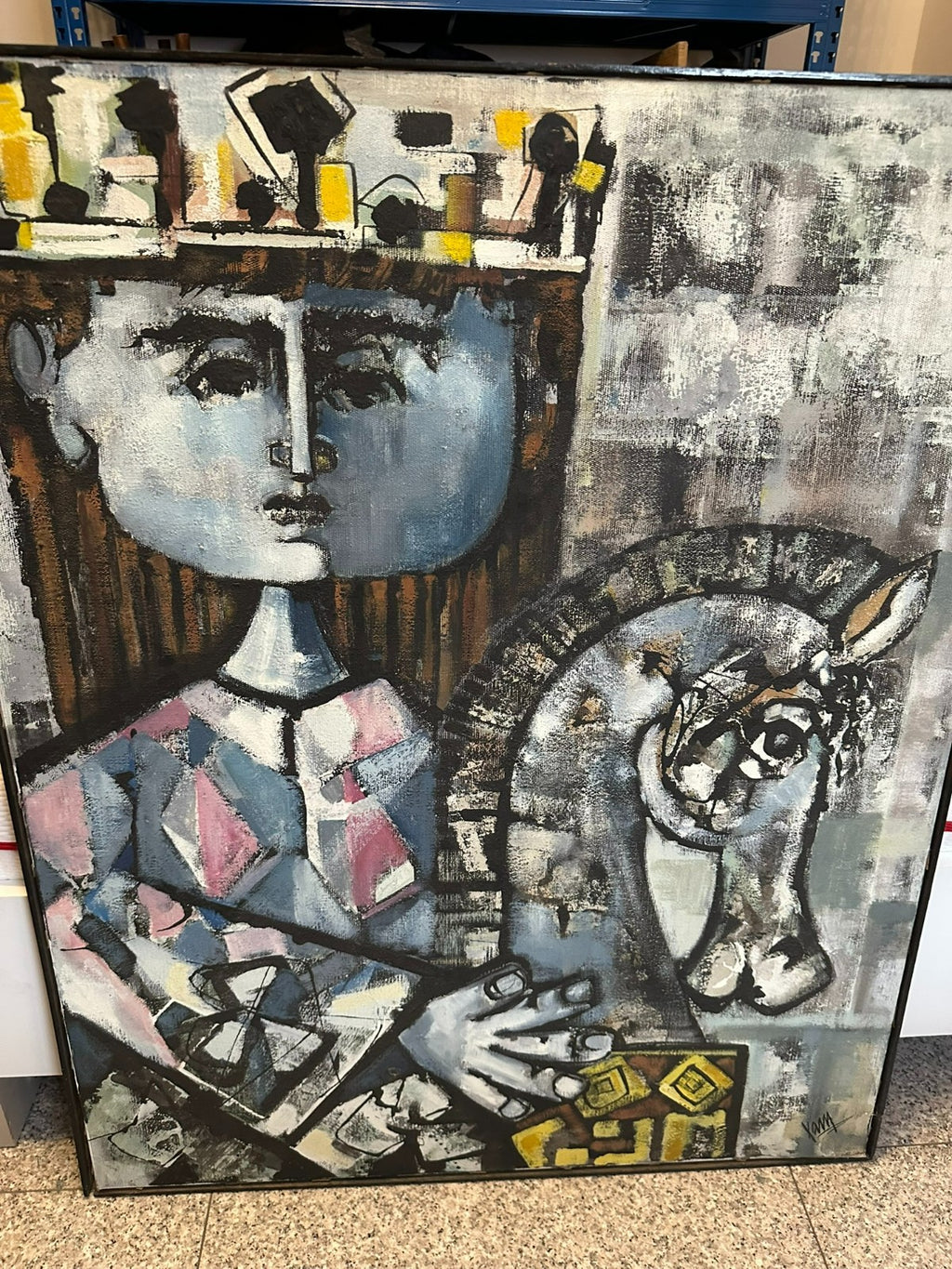 Xam Pedro Quetglas Ferrer (1915-2001) Ölgemälde Kind als König mit Schaukelpferd