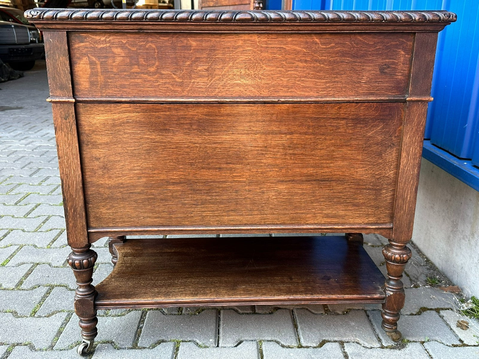 Antiker Viktorianischer Schreibtisch um 1900 Eiche Jugendstil Beschläge
