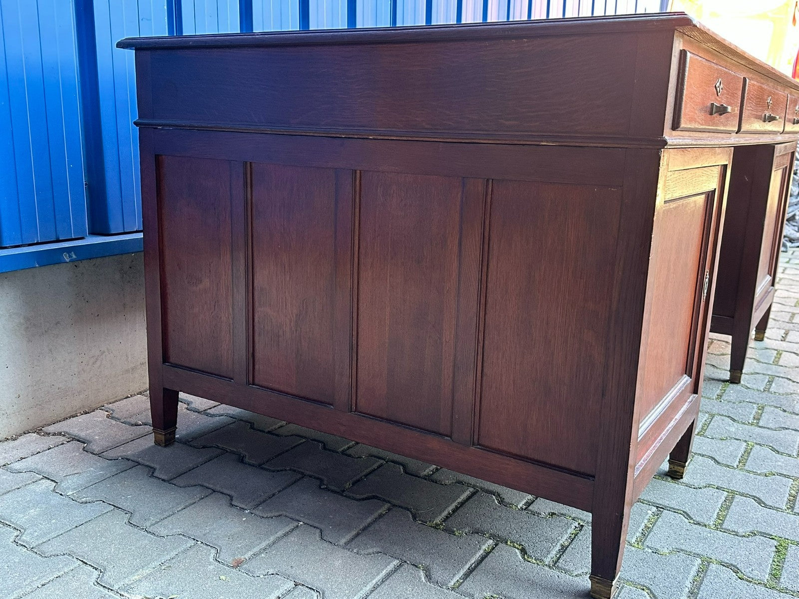 Grosser Vintage Schreibtisch aus Eiche England 20 tes Jhdt