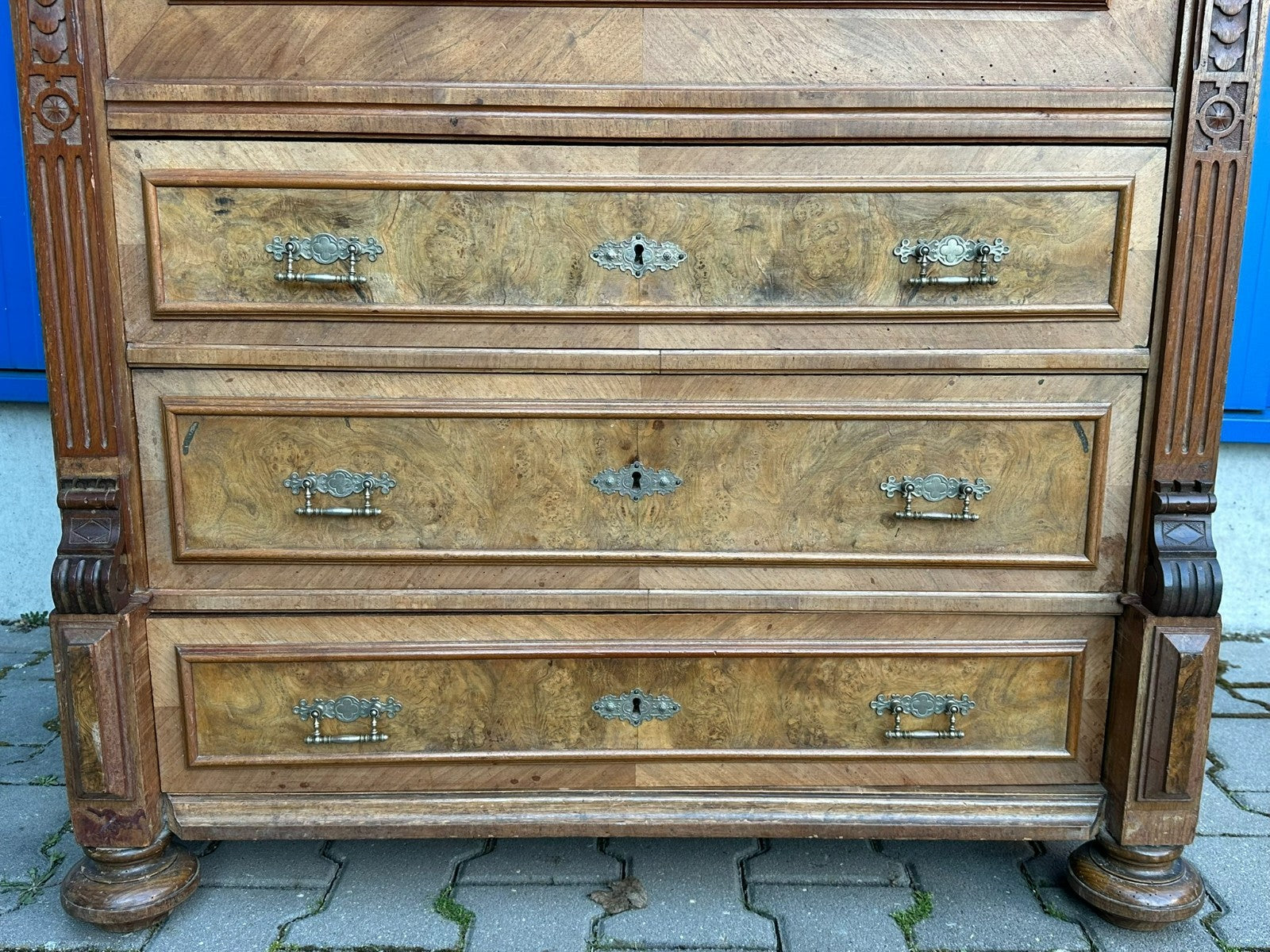 Antiker grosser Gründerzeit Sekretär um 1890 Nussbaum Furnier