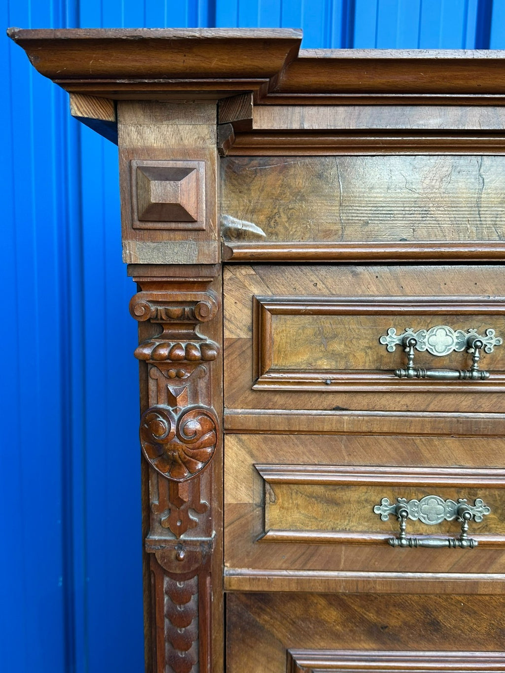 Antiker grosser Gründerzeit Sekretär um 1890 Nussbaum Furnier