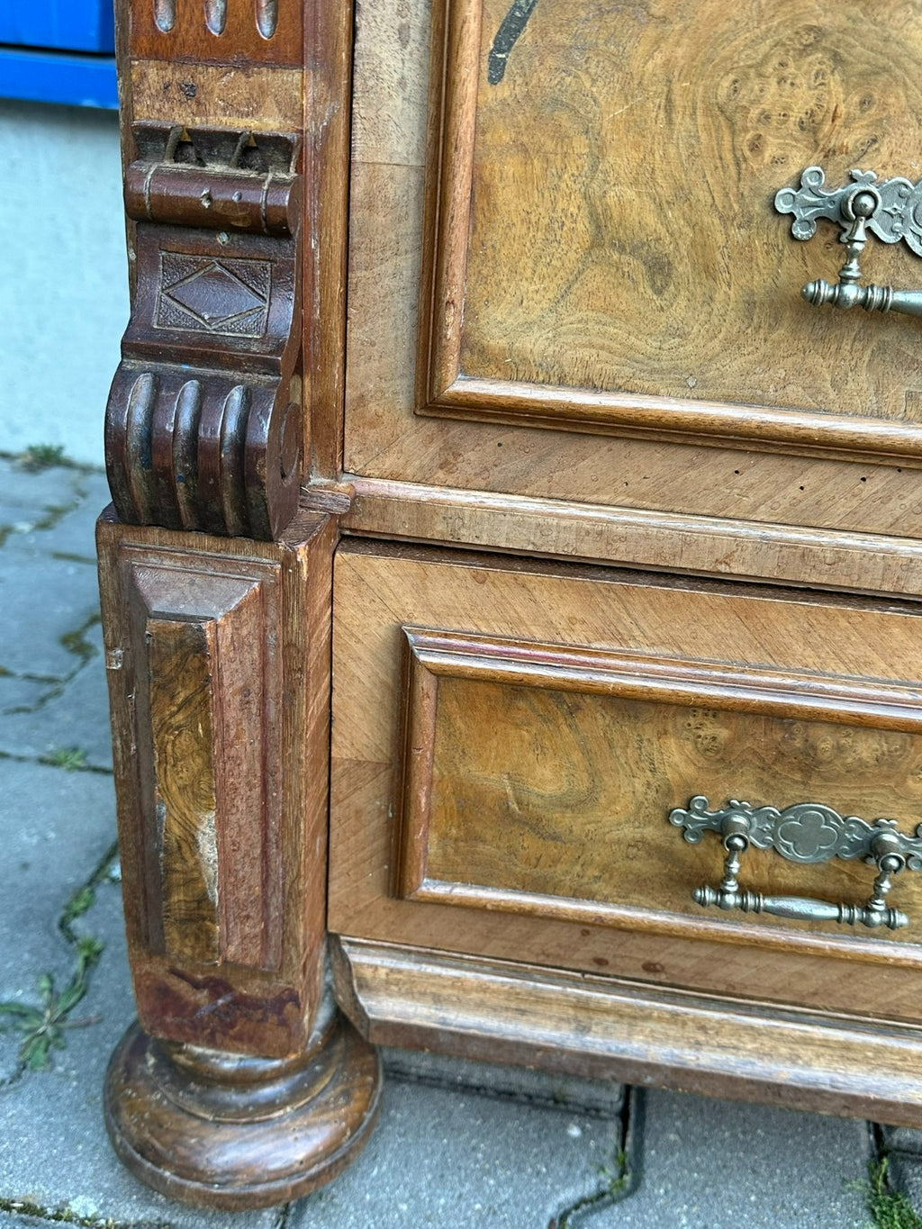 Antiker grosser Gründerzeit Sekretär um 1890 Nussbaum Furnier