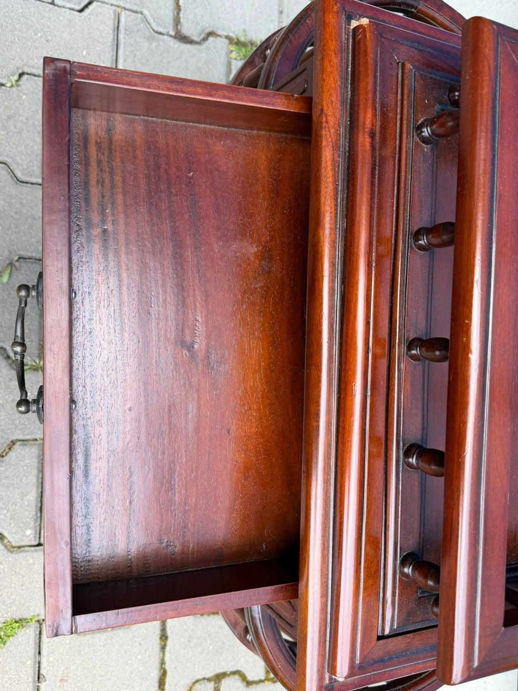 Teetisch Beistelltisch mit Vitrine Servierwagen Kolonial Stil Mahagoni