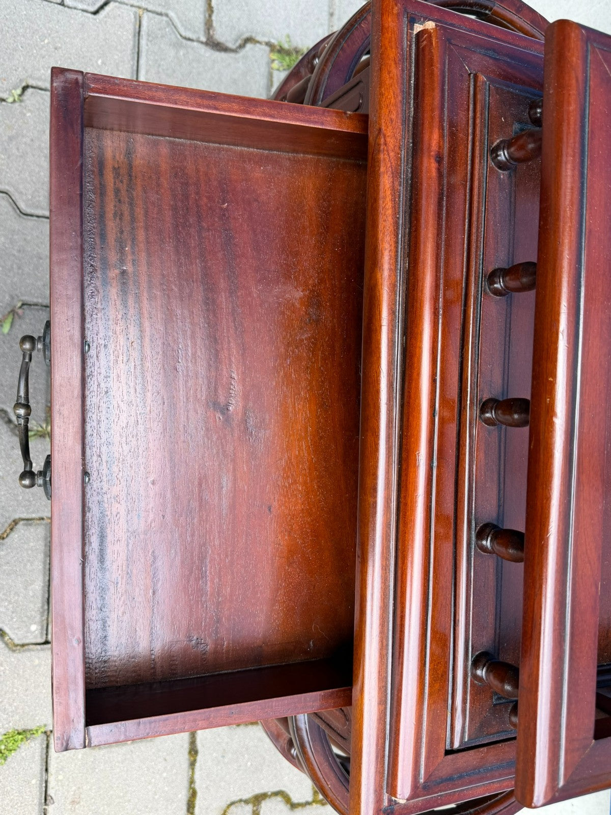 Teetisch Beistelltisch mit Vitrine Servierwagen Kolonial Stil Mahagoni