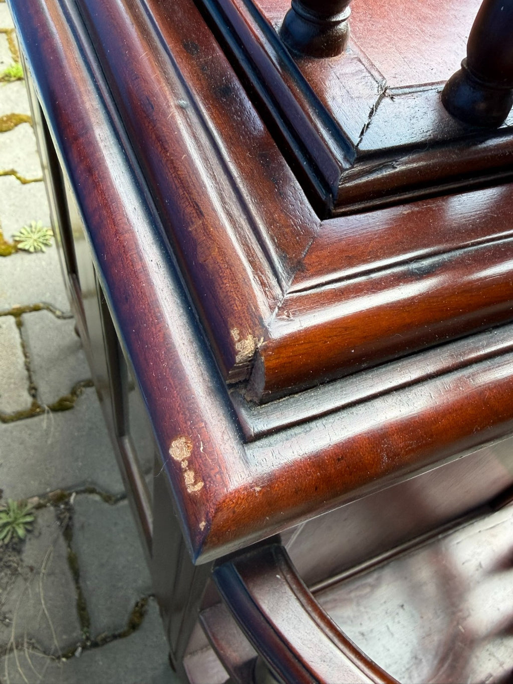 Teetisch Beistelltisch mit Vitrine Servierwagen Kolonial Stil Mahagoni