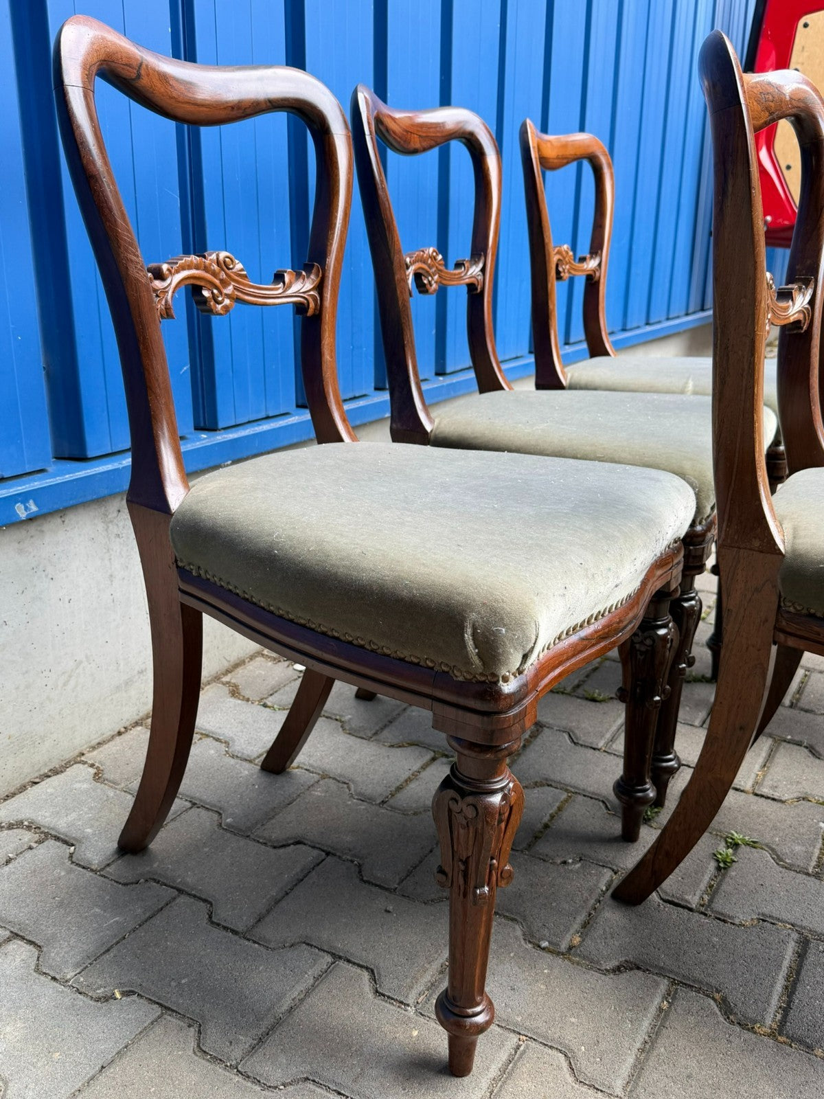 Set antike Biedermeier Stühle um 1850 Palisander Gestell - 5x antiker Stuhl