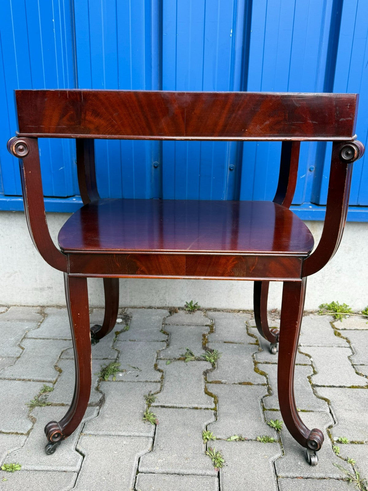 Vintage Beistelltisch England Mahagoni mit Leder