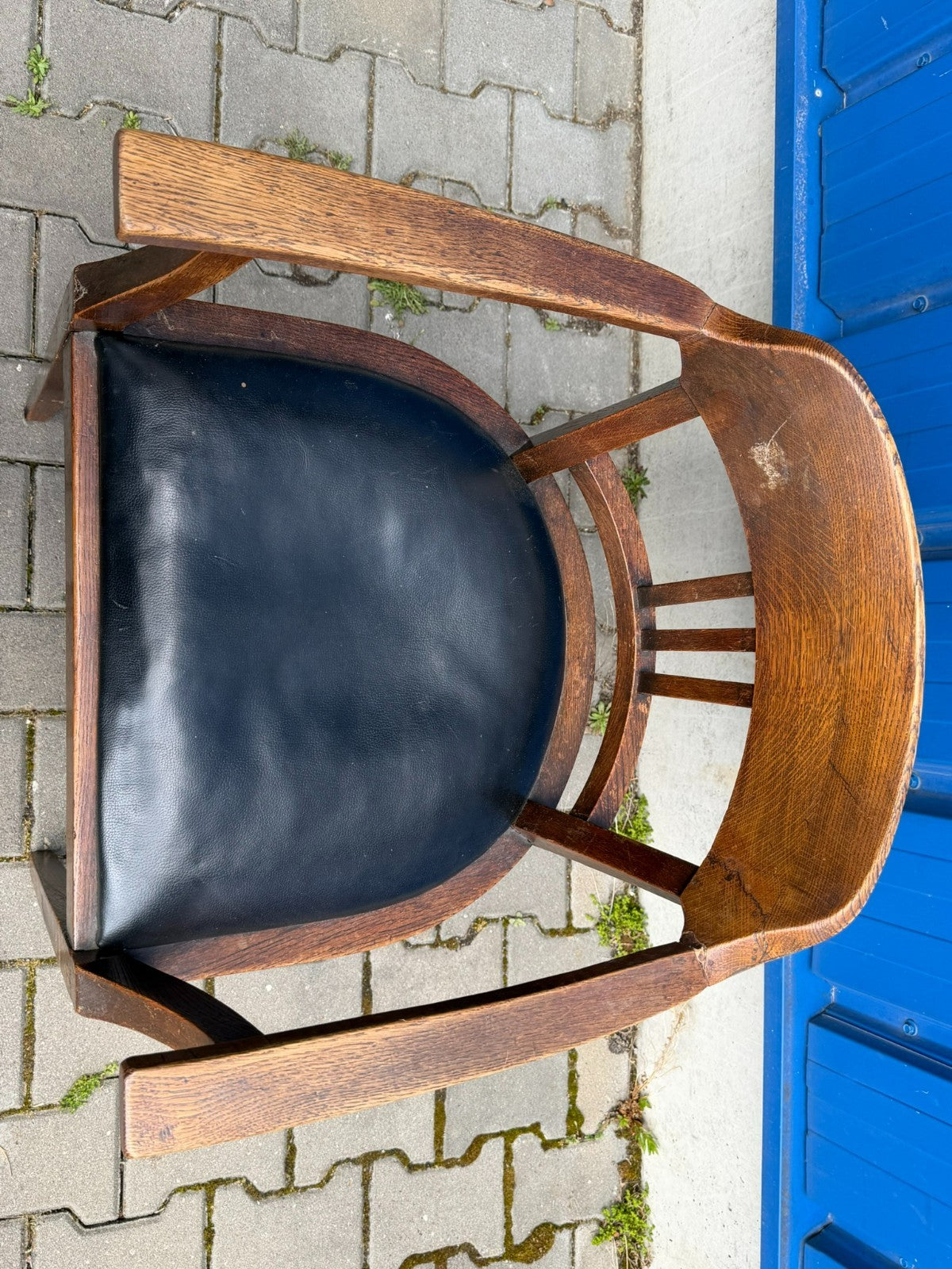 Antiker Stuhl mit Armlehnen Jugendstil um 1910 Eiche Gestell