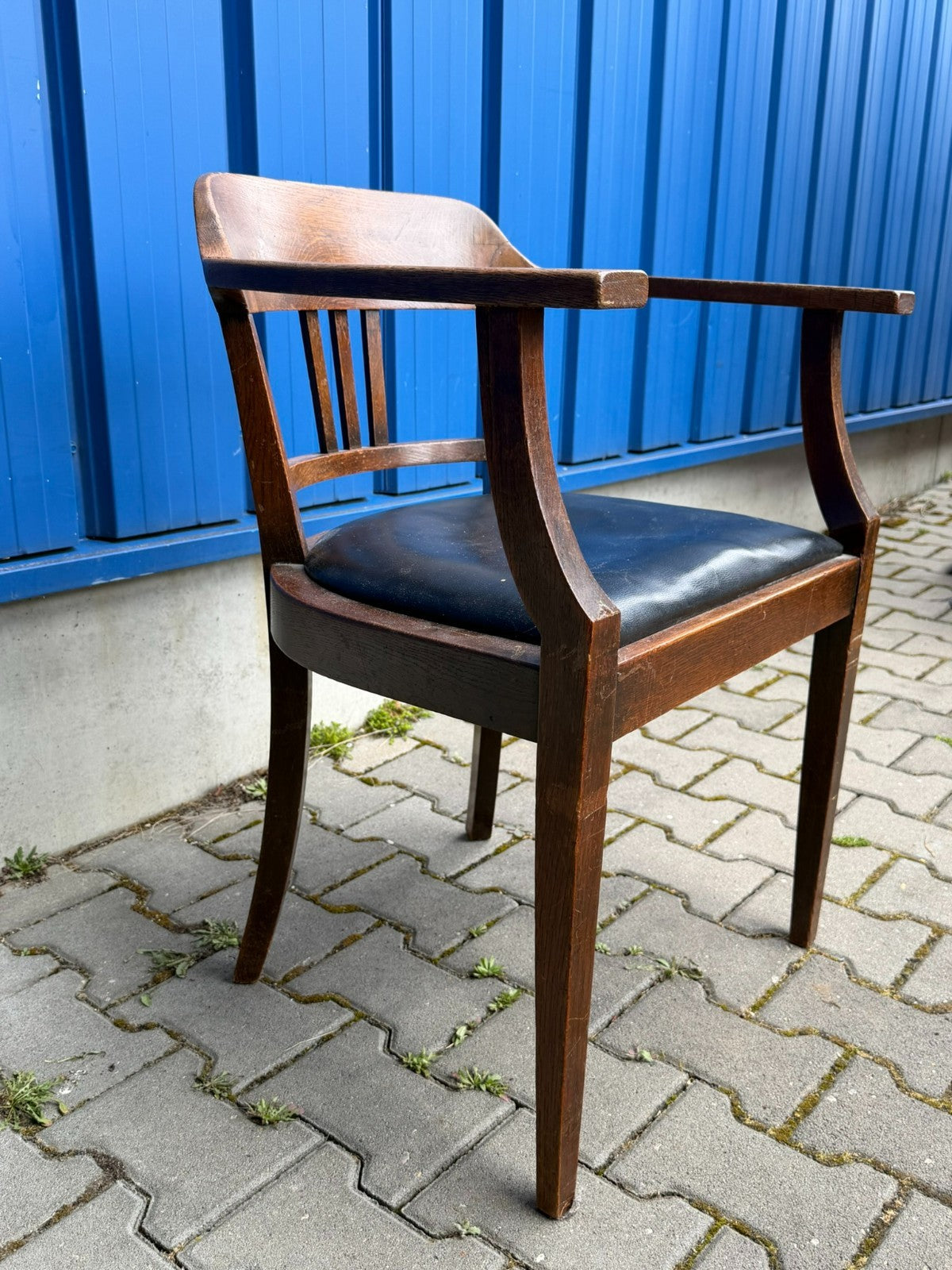 Antiker Stuhl mit Armlehnen Jugendstil um 1910 Eiche Gestell