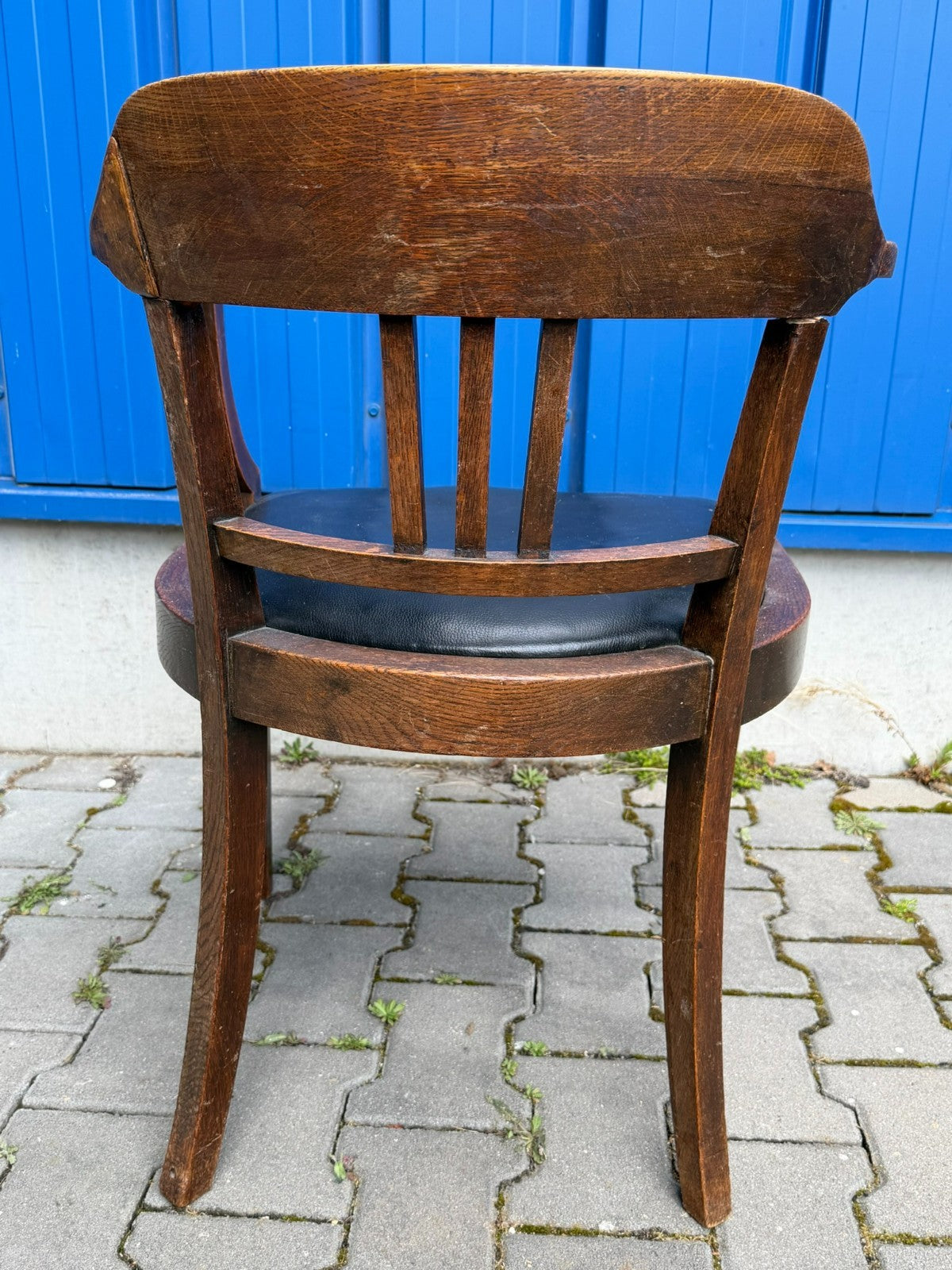 Antiker Stuhl mit Armlehnen Jugendstil um 1910 Eiche Gestell