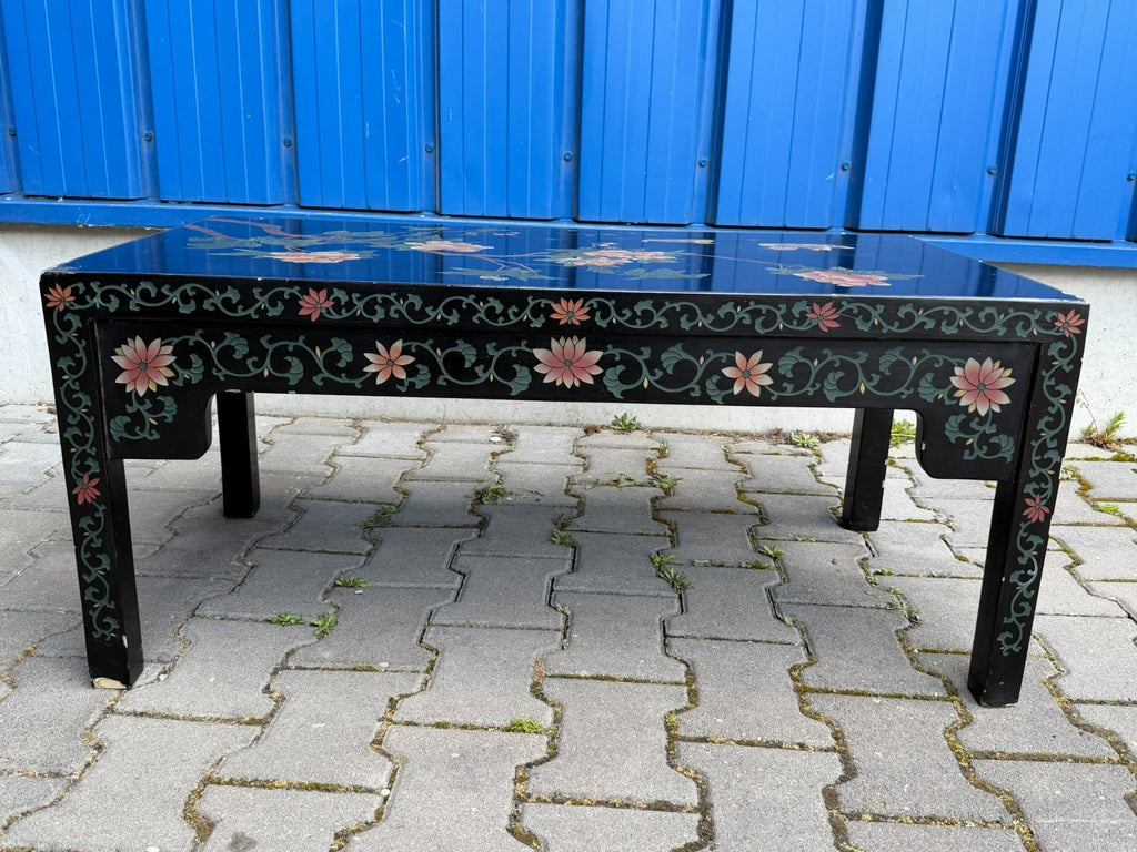 Vintage Beistelltisch Tisch Japan Mitte 20 tes Jhdt Lackwerk mit Bemaltem Dekor