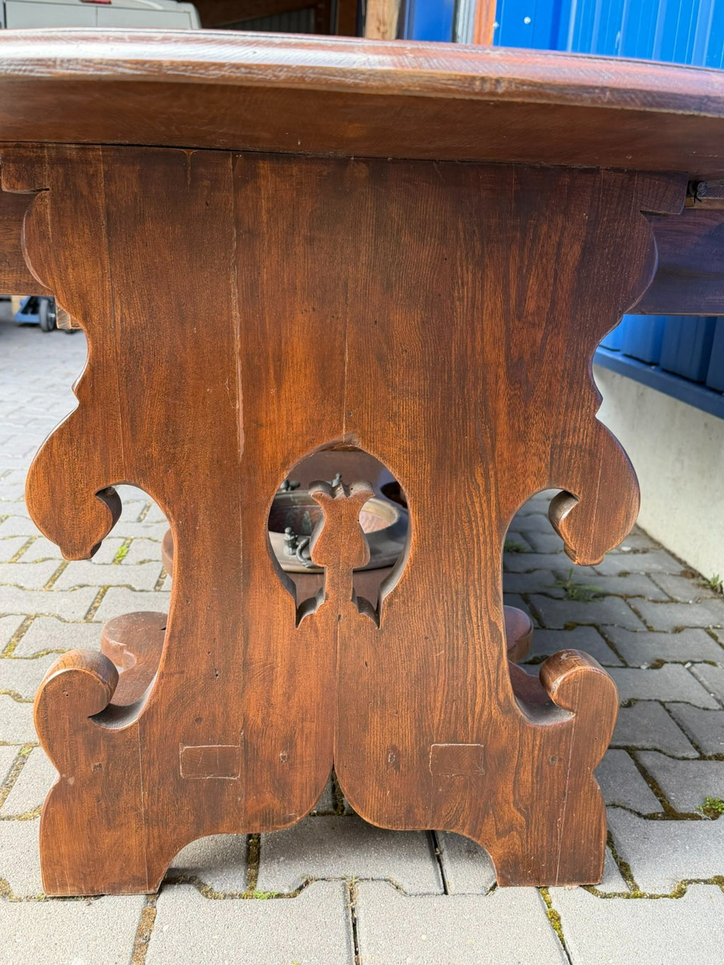 Massiver Vintage Esstisch aus Eiche Frankreich Klappbare Seitenteile
