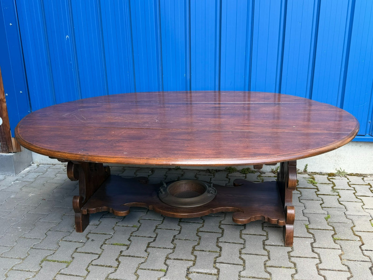 Esstisch massiver Vintage aus Eiche Frankreich klappbare Seitenteile – Arthome24
