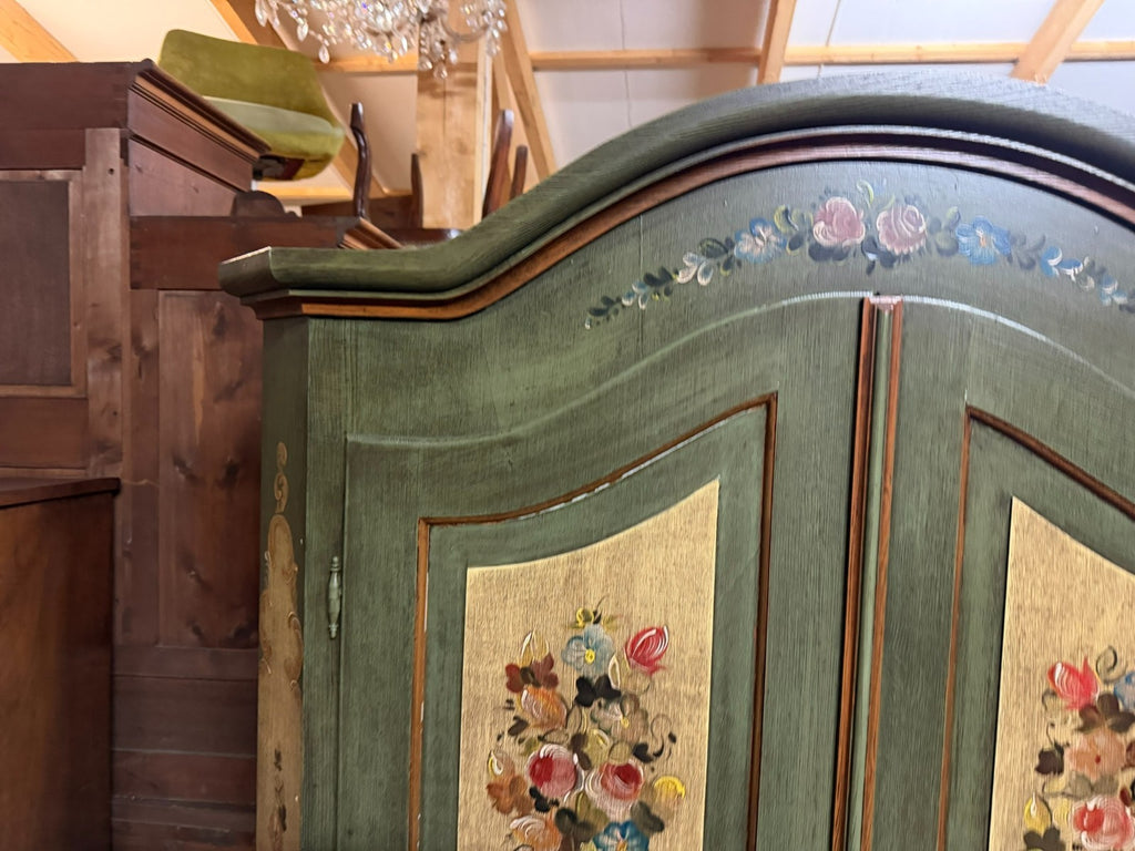 Vintage Bauernschrank Schrank Barock Stil Holz handbemalt 20 tes Jhdt
