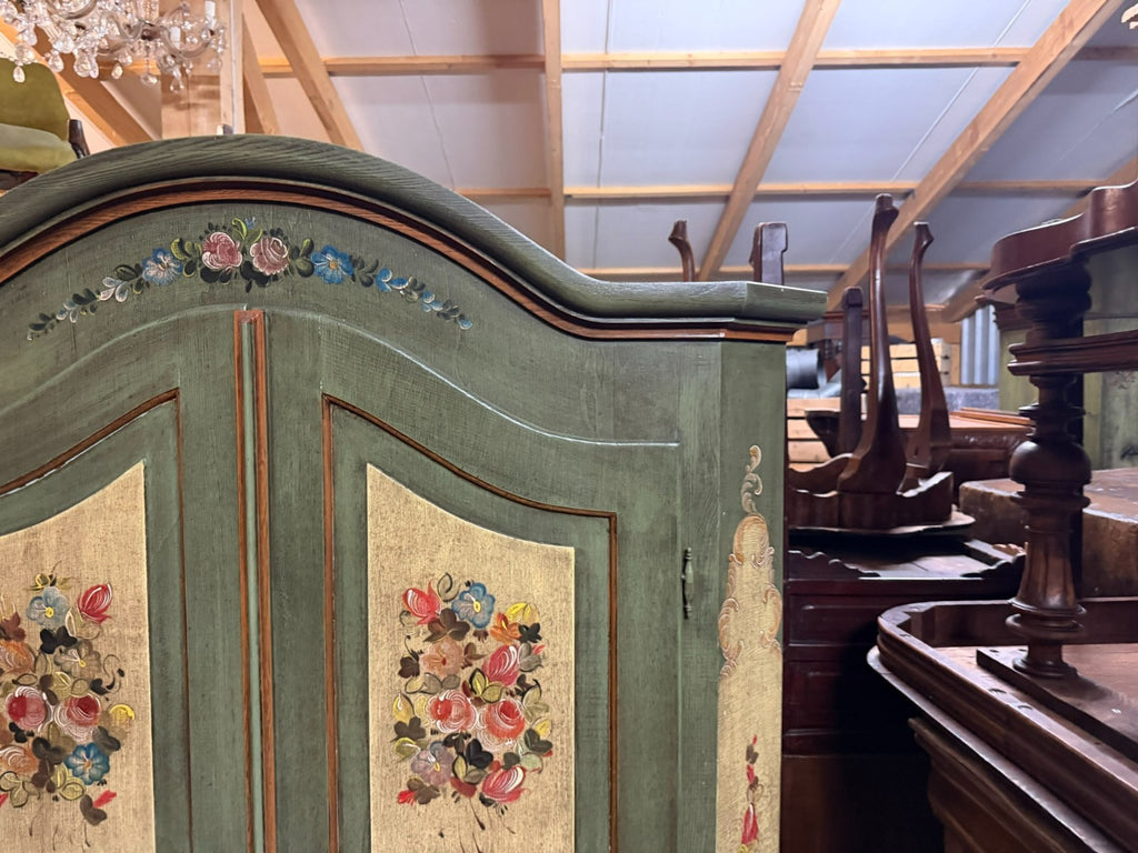 Vintage Bauernschrank Schrank Barock Stil Holz handbemalt 20 tes Jhdt