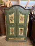 VINTAGE BAUERNSCHRANK SCHRANK BAROCK STIL HOLZ HANDBEMALT 20 TES JHDT