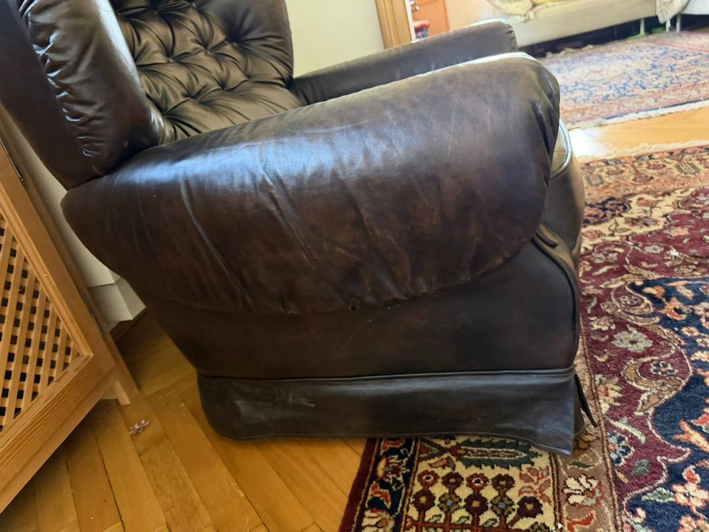 Vintage Ledersessel Sessel massiv aus Leder auf Rollen