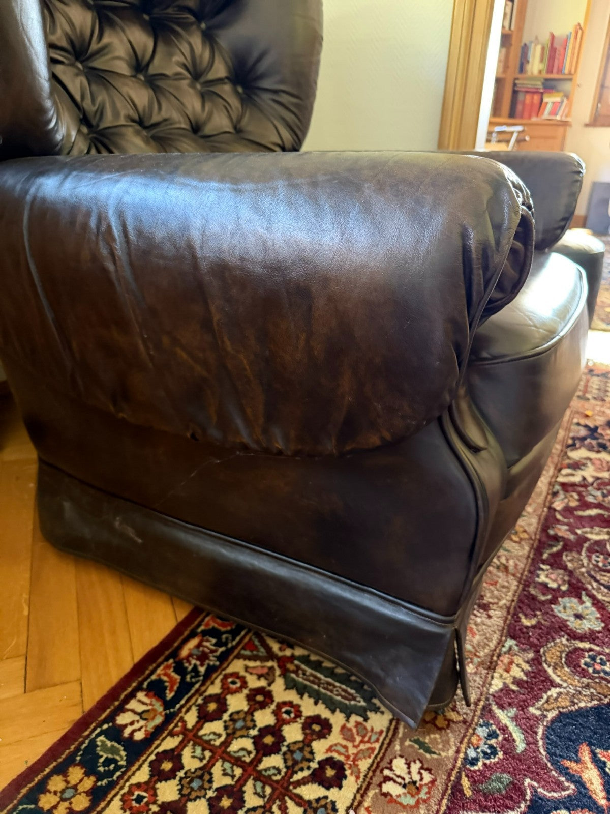 Vintage Ledersessel Sessel massiv aus Leder auf Rollen